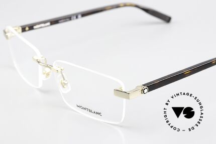 Montblanc MB0055O Noble Men's Frame Rimless, gold-plated rimless frame can be glazed optionally, Made for Men
