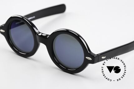 Christian Roth IM 1994 For Isaac Mizrahi Catwalk, black acetate with blue mirrored sun lenses, Made for Women