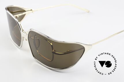 Christian Roth 14004 Two Glasses In One Model, with a large wrap-around sun clip; polarized, 100%, Made for Men and Women