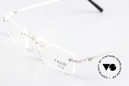 Fred Sainte-Lucie With Real Pearl On The Frame, timeless, rimless luxury glasses with "F1" lens shape, Made for Men and Women