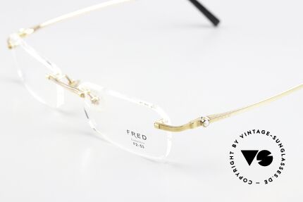 Fred Sainte-Lucie Genuine Pearl On The Frame, timeless, rimless luxury glasses with "F2" lens shape, Made for Men and Women
