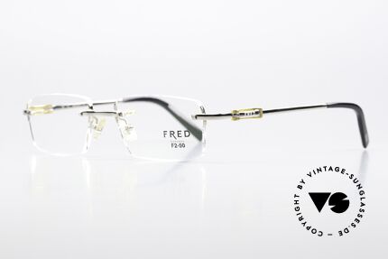Fred Aberdeen Striking Square Lens Shape, timeless, rimless luxury glasses with "F2" lens shape, Made for Men