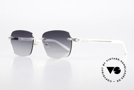 Fred Move F1 Square Rimless Sunglasses, classy, ​​platinum-plated with white temples (col. 012), Made for Men and Women