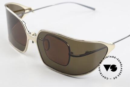 Christian Roth 14004 Gunmetal With Gold Clip-On, with a large wrap-around sun clip; polarized, 100%, Made for Men and Women