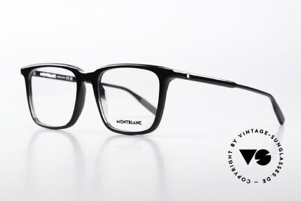 Montblanc MB0011O Black Frame In Large Size, elegant men's eyeglasses; timeless acetate eyewear, Made for Men
