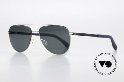 Mykita Mylon Leaf Polarized Sun Lenses, color code 309 = 'Navy Blue / Shiny Silver', Made for Men and Women