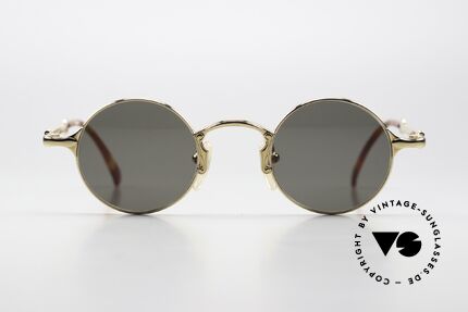 Jean Paul Gaultier 57-4175 Temples Like A Guitar Neck, round metal frame, 22ct gold-plated with G15 lenses, Made for Men and Women