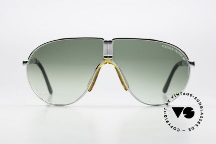 Porsche 5622 Rare Folding Sunglasses 80's, silver foldable metal frame + green sun lenses; a classic!, Made for Men