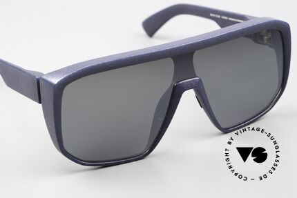 Mykita Mylon Shift Navy Blue Silver Flash Shield, unworn with Mykita case; 100% UV protection, Made for Men