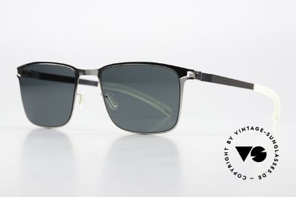 Mykita Yanir Polarized Shades Square, color 051 "Shiny Silver" with POLARIZED sun lenses, Made for Men
