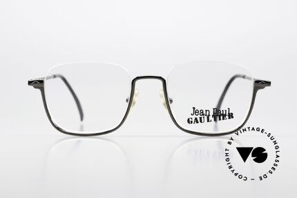 Jean Paul Gaultier 55-7161 Square 90s Eyewear Nylor, half rimless frame with original DEMO lenses, Made for Men and Women