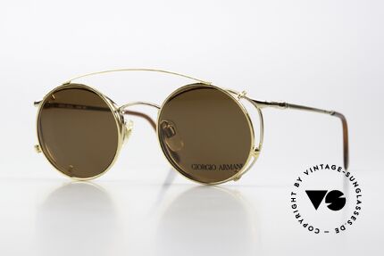 Giorgio Armani 132 Panto Frame Round Clip On, timeless vintage Giorgio Armani designer eyeglasses, Made for Men and Women