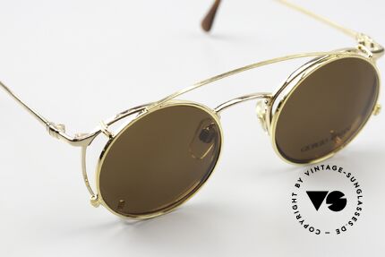 Giorgio Armani 132 Panto Frame Round Clip On, can be used as sunglasses and prescription eyewear, Made for Men and Women