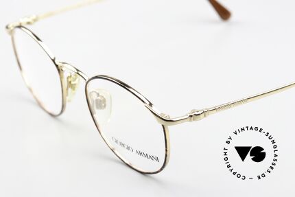 Giorgio Armani 132 47mm Old Panto Eyewear Small, in SMALL size 47-19, gold-plated and chestnut-brown, Made for Men