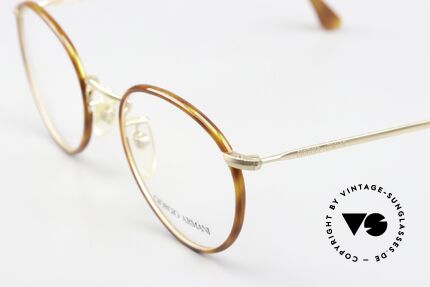 Giorgio Armani 112 90's Panto Eyeglasses Men, elegant color combination of light tortoise and gold, Made for Men