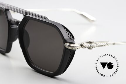 Chrome Hearts Fuckery Provocative Designer Shades, matte black front & shiny silver titan temples, Made for Men