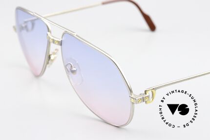 Cartier Vendome Santos - M Unique Sunglasses From 1983, with new baby-blue / pink gradient sun lenses; 100% UV, Made for Men and Women