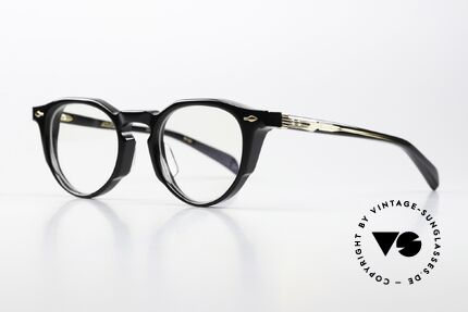 Jacques Marie Mage Sheridan Panto Glasses Western Style, color NOIR, Demo Lens, 18kt Gold in size 46/22, Made for Men and Women