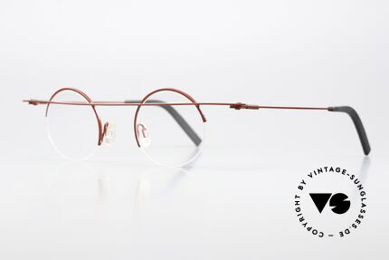 Theo Belgium Gnocchi Designer Specs Semi Rimless, titan unisex frame with color 283 (red / black), Made for Men and Women