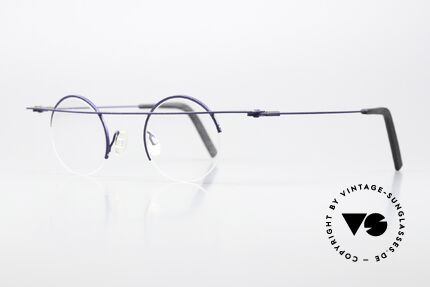 Theo Belgium Gnocchi Bar Eyeglasses Semi Rimless, titan unisex frame with color 222 (brown / blue), Made for Men and Women