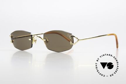 Cartier Capri Rimless Sunglasses From 1999, sun lenses with Cartier logo; 100% UV protection, Made for Women