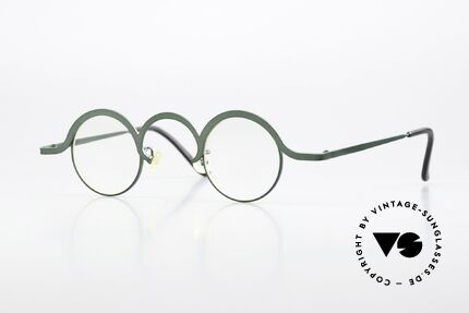 Theo Belgium Feu Avant-Garde Eyewear 1996, vintage Theo Belgium glasses in dark-green, Made for Men and Women