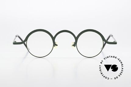Theo Belgium Feu Avant-Garde Eyewear 1996, round unisex model from 1996 in size 34/29, Made for Men and Women