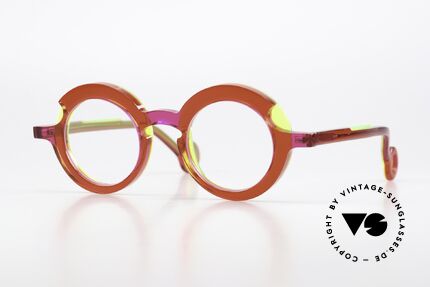 Theo Belgium Sara Round Acetate Ladies Frame, from the "painter palettes" series in size 42-24, Made for Women