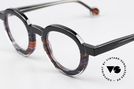 Theo Belgium Ayunan Black Transparent Red Blue, avant-garde designer eyeglasses in TOP quality, Made for Men and Women