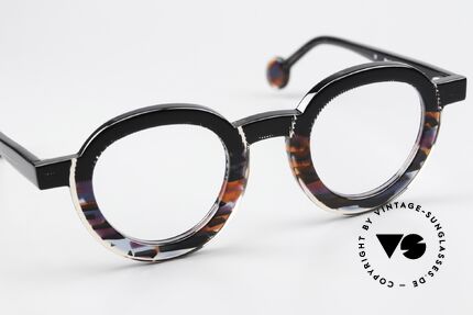 Theo Belgium Ayunan Black Transparent Red Blue, unworn; like all our vintage Theo eyewear specs, Made for Men and Women