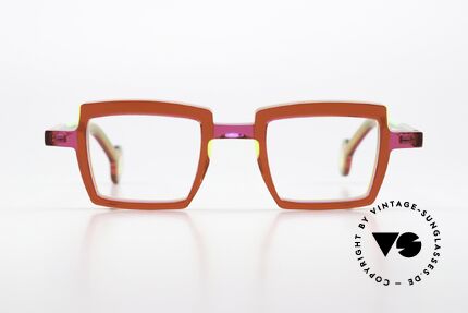 Theo Belgium Vilmos Square Acetate Ladies Frame, col. color 8 'Fuchsia Jelly + Transparent Yellow', Made for Women