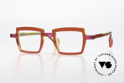 Theo Belgium Vilmos Square Acetate Ladies Frame, from the "painter palettes" series in size 42-24, Made for Women