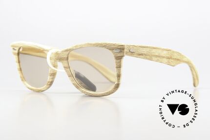 Ray Ban Wayfarer I Woodies B&L USA 80's Wood, B&L changeable sun lenses (darken automatically), Made for Men and Women