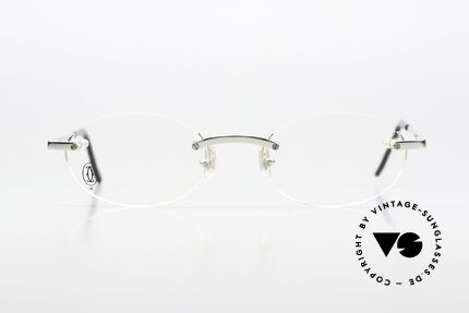Cartier T-Eye Oval Platinum-Plated Glasses, the "O" stands for OVAL, in size 49/19; 135mm, Made for Men and Women