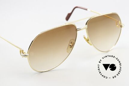 Cartier Vendome Solid Gold - L 18kt Solid Gold Sunglasses 80's, precious ORIGINAL in LARGE size 62-14, 130 + packaging, Made for Men