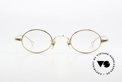 Lunor V 101 Small Oval Frame Gold Plated, timeless oval eyeglass-frame (unisex specs); small size, Made for Men and Women