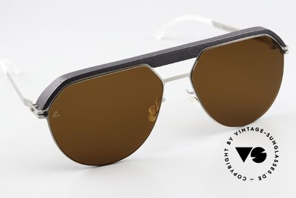 Mykita Leica ML02 State Of The Art Sunglasses, unworn, Pitch Black / Matte Silver Leica Amber Solid, Made for Men
