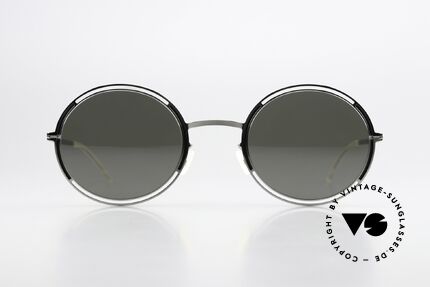 Mykita Giselle Silver Black Mirror Shades, oval women's sunglasses of the Decades Sun-Collection, Made for Women