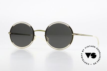 Mykita Giselle Gold Jet Black Darkgrey Solid, Mykita sunglasses, mod. Giselle, size 49-25, color 167, Made for Women