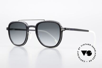 Mykita Mylon Alder Square Designer Sunglasses, c. 351 (pitch black / shiny silver gray gradient), Made for Men