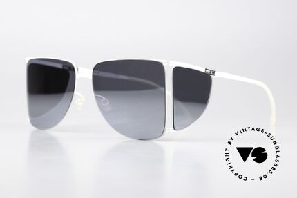 Mykita Helmut Lang HL002 White Silver Flash Mirrored, minimalist-avant-garde sunglasses with side blinds, Made for Men and Women