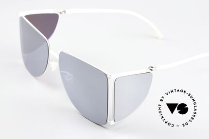 Mykita Helmut Lang HL002 White Silver Flash Mirrored, color 872: 'White / Silver Flash Sides Silver Flash', Made for Men and Women