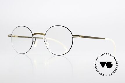 Mykita Yorin Round Specs Gold And Black, flexible 137mm metal frame = MEDIUM - LARGE size, Made for Men and Women