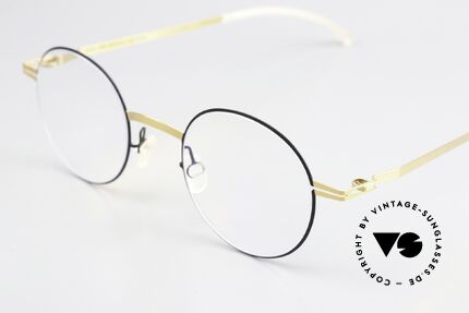 Mykita Yorin Round Specs Gold And Black, timeless code 167: 'Gold / Jet Black' with clear demos, Made for Men and Women