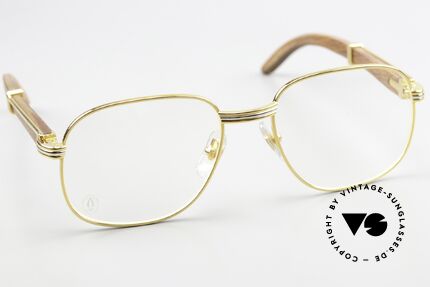 Cartier Monceau Bubinga Precious Wood Glasses, 22ct gold-plated with original leather case by CARTIER, Made for Men and Women Cartier Monceau Bubinga Precious Wood Glasses, 22ct gold-plated with original leather case by CARTIER, Made for Men and Women