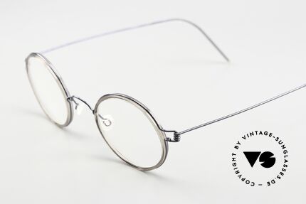 Lindberg Harley Air Titan Rim Unisex Vintage Eyeglasses, frame color = shiny dark blue with inner rim in 'smoke', Made for Men and Women Lindberg Harley Air Titan Rim Unisex Vintage Eyeglasses, frame color = shiny dark blue with inner rim in 'smoke', Made for Men and Women
