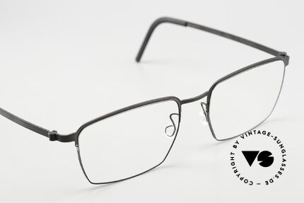 Lindberg 7426 Strip Titanium Black Square Men's Glasses, unworn, new old stock with original case by Lindberg, Made for Men Lindberg 7426 Strip Titanium Black Square Men's Glasses, unworn, new old stock with original case by Lindberg, Made for Men