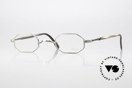 Lunor ST4 E-BT Octag Titan Antique Silver, small octagonal vintage Lunor eyeglass-frame, Made for Men and Women
