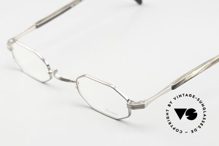 Lunor ST4 E-BT Octag Titan Antique Silver, antique-silver titanium with buffalo horn temples, Made for Men and Women