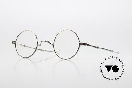 Lunor I 12 Telescopic Antique Silver And Platinum, vintage round Lunor frame with telescopic slide temple, Made for Men and Women